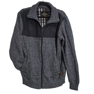 Buffalo David‎ Bitton Mens XL Gray Marl Full Zip Fleece Lined Sweater Jacket